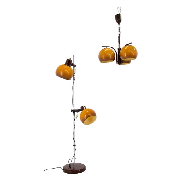Hungarian Floor Lamp and Chandelier, 1960s, Set of 2 For Sale - Image 10 of 10