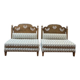 1920s Upholstered Moroccan Benches - a Pair For Sale