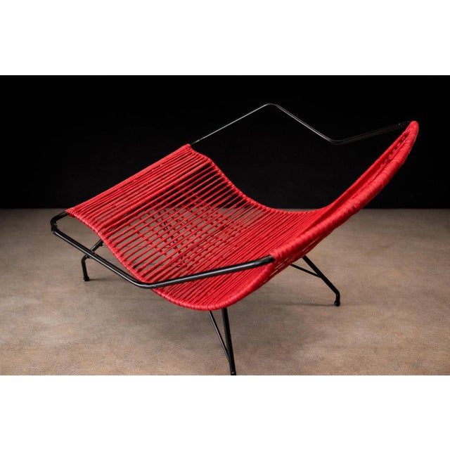 Brazilian Modern Red Synthetic Rope and Iron Armchair, Forma, Brazil, 1950s For Sale - Image 10 of 15