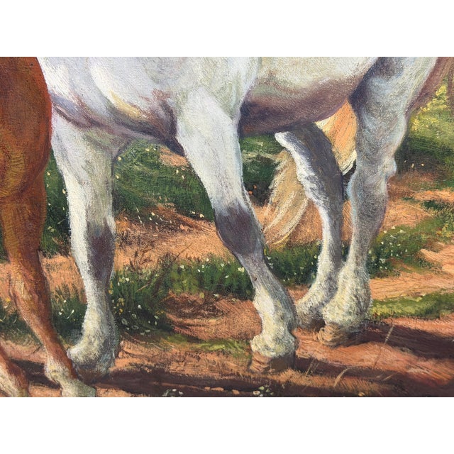 Gilt Framed Oil Painting Grey Mare and Chestnut Foal "Mother and Son" After Henry William Banks Davis Ra For Sale - Image 16 of 18