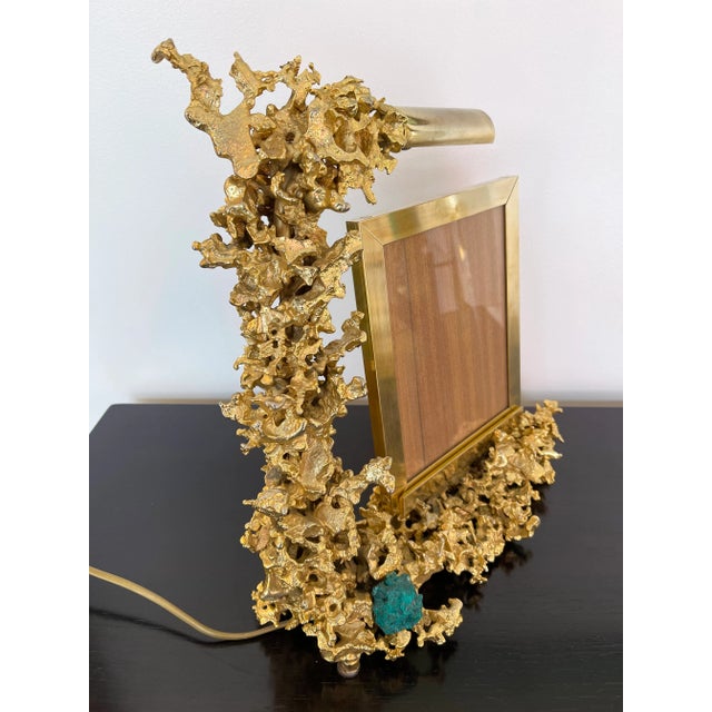 1970s Large Gilt Bronze and Dioptase Picture Frame by Boeltz, France For Sale - Image 6 of 11