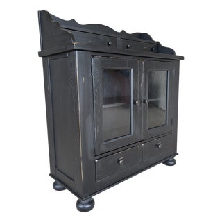 Broyhill Attic Heirloooms Ebonized Oak Jelly Cupboard - Hutch For Sale