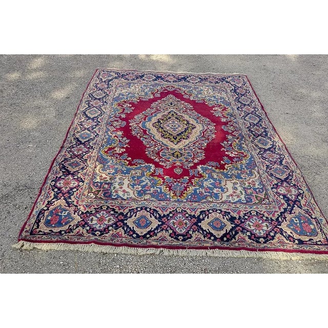 Middle Eastern Rug with Floral Designs, 1980 For Sale - Image 3 of 9