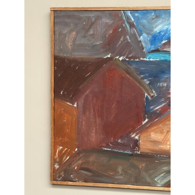 Original Late 20th Century Swedish Oil on Canvas – “Bodar, Lofoten” by Vivianne Larsson – Signed – Framed 66 × 57 cm (26"...