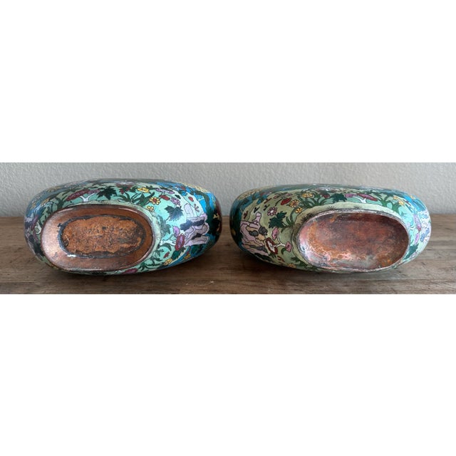 Pair of Antique Chinese Cloisonné Moon Flask Vases, 19th Century, Qing Dynasty For Sale - Image 12 of 12