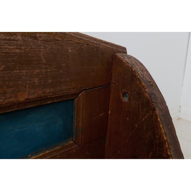 Antique Swedish Folk Art Bench with Storage, 1860s For Sale - Image 9 of 11
