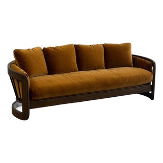 1970s Sculptural Oak Barrel Back Sofa Attributed to Howard Furniture For Sale