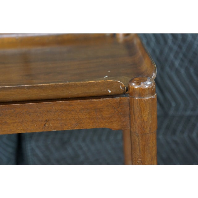 Mid Century Danish Walnut Folding Rolling Bar Cart Trolley Dry Bar MCM For Sale - Image 4 of 18
