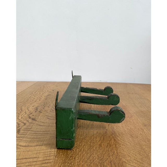 Green Antique Rustic Wooden Peg Hook in Green For Sale - Image 8 of 15