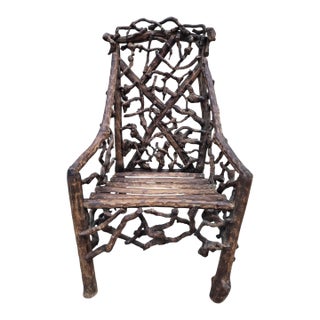 Antique Rustic Handcrafted Adirondack Child's Chair For Sale