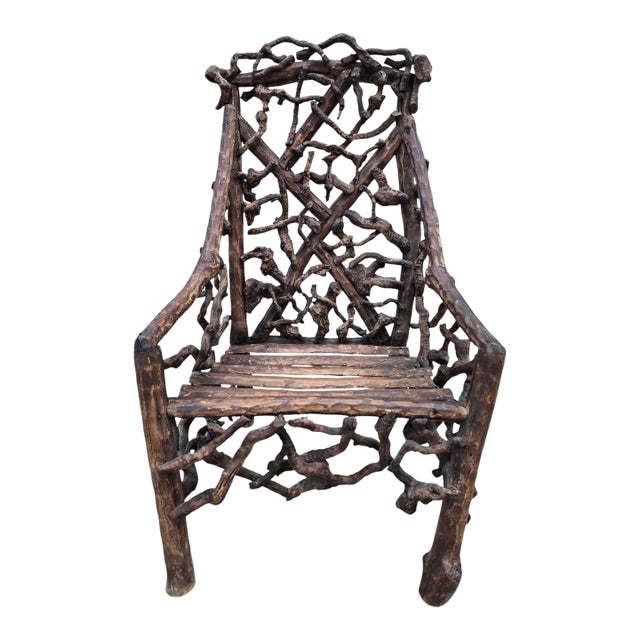 Antique Rustic Handcrafted Adirondack Child's Chair For Sale
