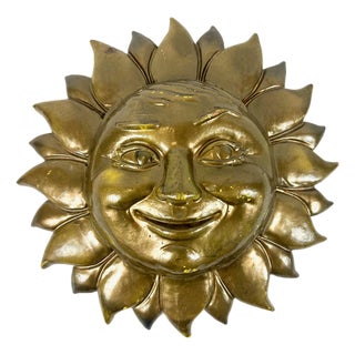 Vintage Concrete Wall Sun Face Sculpture, 1900s For Sale