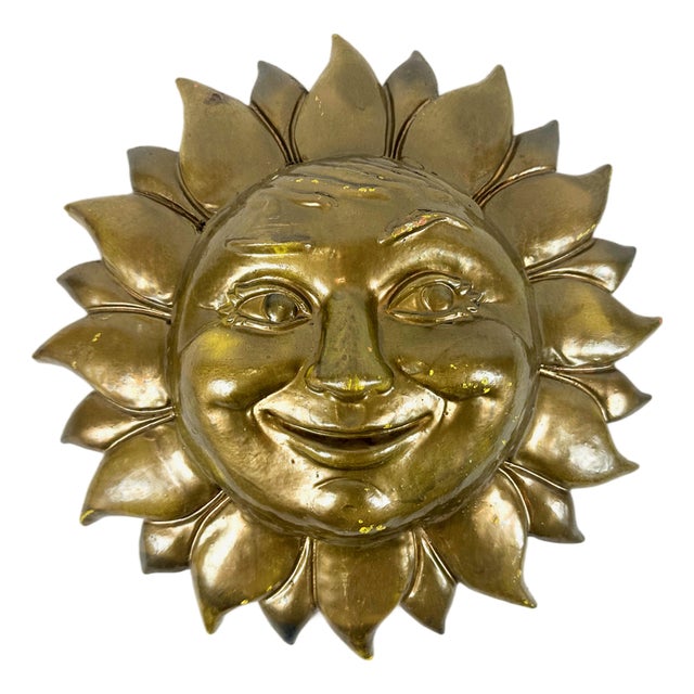Vintage Concrete Wall Sun Face Sculpture, 1900s For Sale