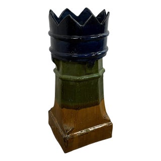 Antique French Glazed Ceramic Chimney Pot, 1890s For Sale