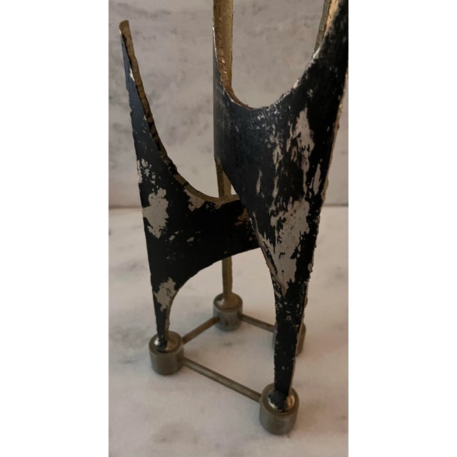 Metal Vintage Brutalist Steel Table Lamp For Sale - Image 7 of 9