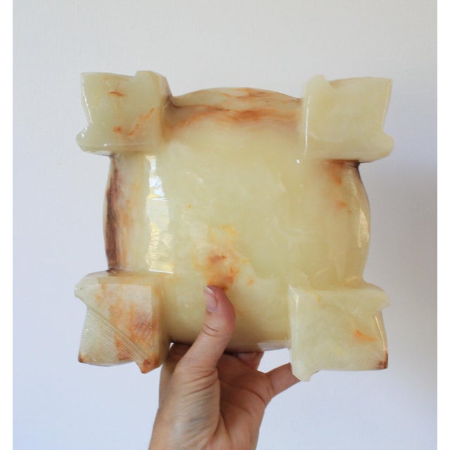 Off-white Vintage Hand-Carved Onyx Marble Aztec Ashtray For Sale - Image 8 of 8