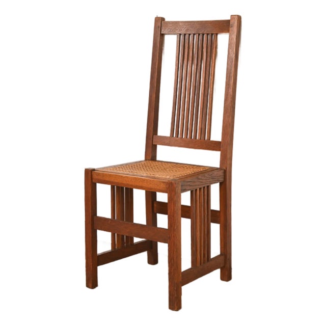 Gustav Stickley Antique Mission Oak Arts & Crafts Spindle Side Chair or Dining Chair, Circa 1900 For Sale