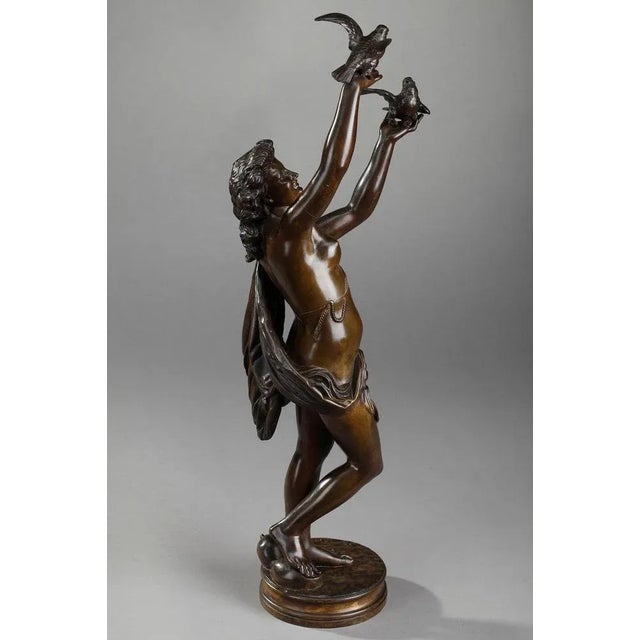 Metal Bronze Femme Aux Colombes Sculpture by Charles-Alphonse Gumery For Sale - Image 7 of 18