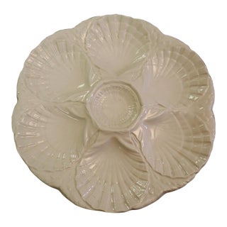 Vintage Sarreguemines France Majolica Scallop Shell Oyster Plate For Sale