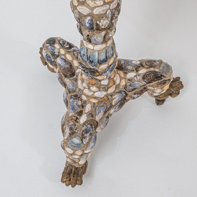 English Regency Shell Encrusted Tri-Pod Pedestal Side Table For Sale - Image 11 of 11