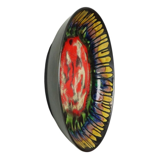 Large Droplet Glazed Ceramic Fruit Bowl or Wall Decoration, 1960s For Sale - Image 4 of 14