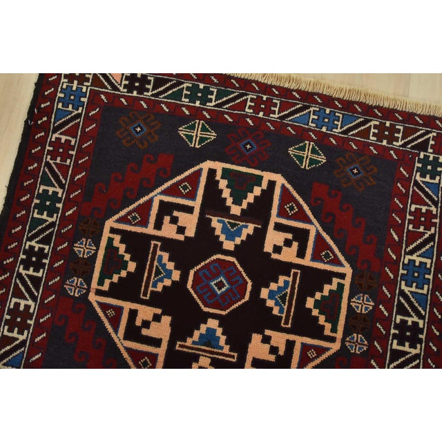 1990s Baloch Rug 3′ X 4’10” Blue Wool Vintage Tribal Hand-Knotted Oriental Carpet For Sale - Image 5 of 10