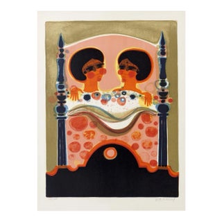 Two Ladies Colour Lithograph by Frederic Menguy For Sale