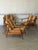 Brown Solid Teak Lounge Armchairs in Style of Folke Ohlsson Set of 3 Striped Upholstery Danish Mid-Century Modern 1960s For Sale - Image 8 of 12