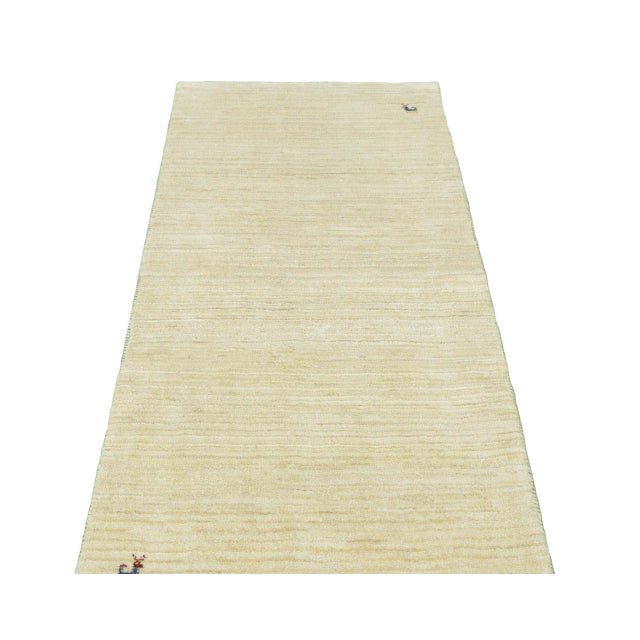 Modern Hand-Knotted Gabbeh Rug in Beige For Sale - Image 4 of 10