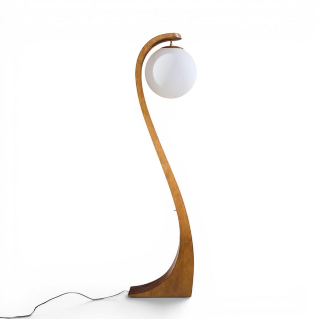 Brown Mid 20th Century Jack Haywood for Modeline Mid Century Serpentine Floor Lamp For Sale - Image 8 of 9