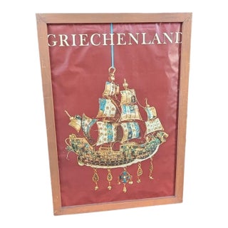 Griechenland Trireme Warship Travel Ad Poster Vintage 1960's For Sale
