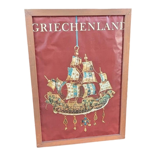Griechenland Trireme Warship Travel Ad Poster Vintage 1960's For Sale