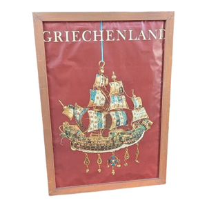 Griechenland Trireme Warship Travel Ad Poster Vintage 1960's