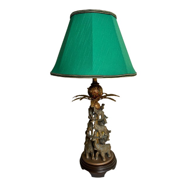 Chic Vintage Elephant Column Table Lamp by Tyndale For Sale