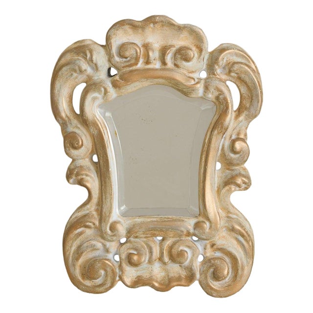 French Petite Plaster Wall Mirror, 1940s For Sale