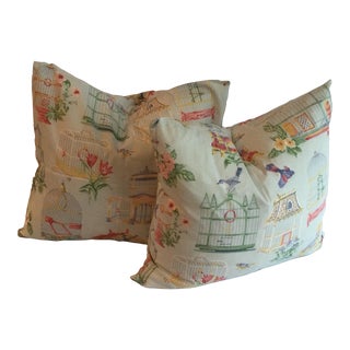 Thibalt Fabric Birdcage Decorative Pillow Covers- Set of 2 For Sale