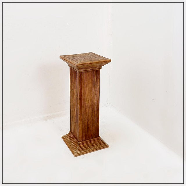 Pencil Reed Pedestal Console Table in the manner of Vivai Del Sud, 1970s For Sale - Image 6 of 12