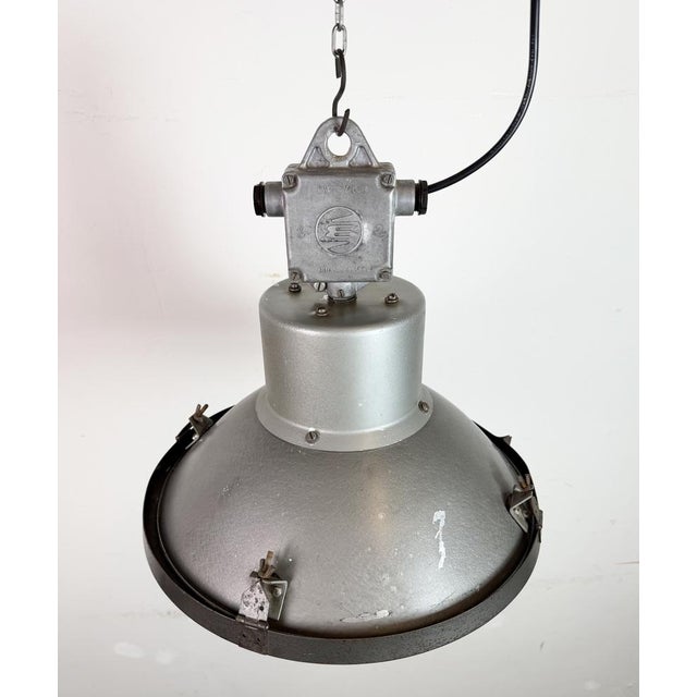 Industrial Grey Hammer Paint Pendant Lamp from Elektrosvit, 1960s For Sale - Image 9 of 18