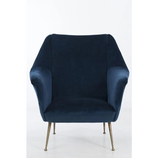 Italian Dark Blue Armchair For Sale - Image 3 of 9