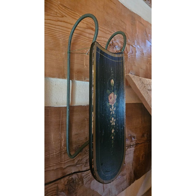 Wood Antique Hand Painted Salesman Sample Wooden Sled For Sale - Image 7 of 15