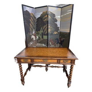 Late 20th Century English Barley Twist Leather Top Desk For Sale