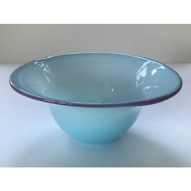 Vintage 1980s Postmodern Hand Blown Murano Art Glass Bowl For Sale - Image 10 of 12