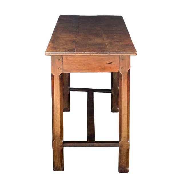 19th Century French Hall Table or Console Server of Oak With Stretcher Base For Sale - Image 5 of 11