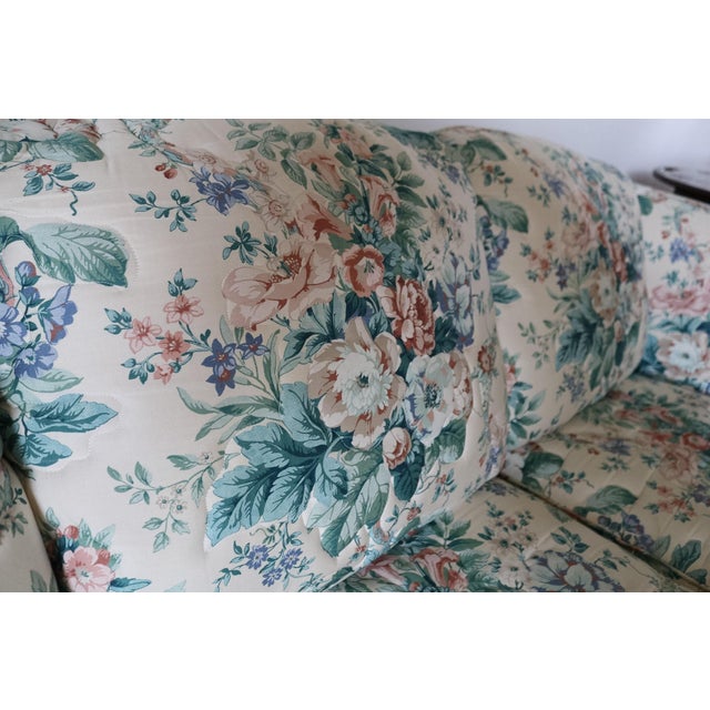 1990s Rare Vintage Floral Couch With Trapunto Embroidery From 1990s For Sale - Image 5 of 16