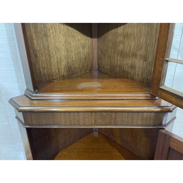 Vintage English Mahogany Corner Cabinet, 1950s For Sale - Image 10 of 12