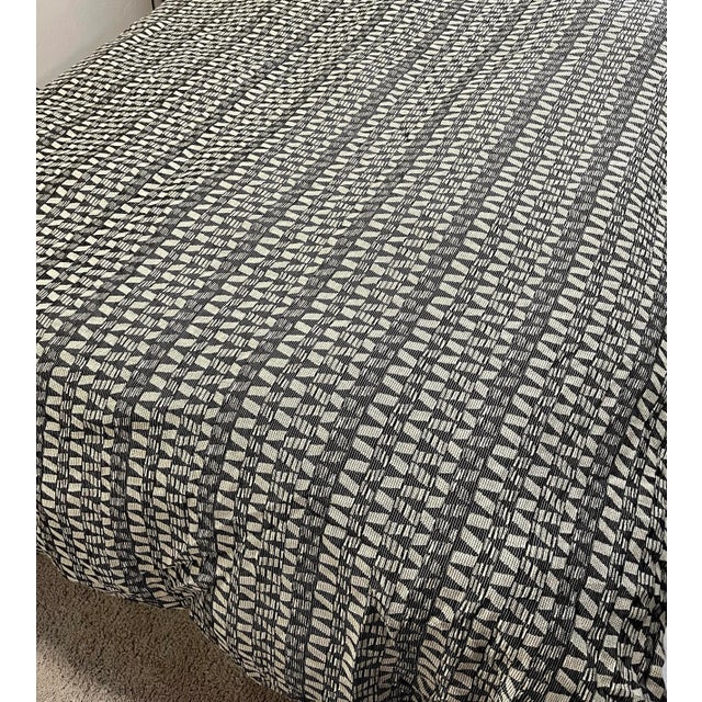 2010s West Elm Black & Ivory Organic Cotton Duvet Cover & Two Euro Shams, Set of 3 For Sale - Image 5 of 10