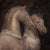 II by Kit King | Oil, mortar, and earth on canvas with metal ring depicting two horse figures. For Sale - Image 4 of 4