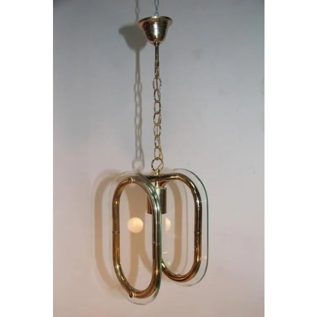 1970s Vintage Italian Gilded Metal Ceiling Light For Sale - Image 5 of 7