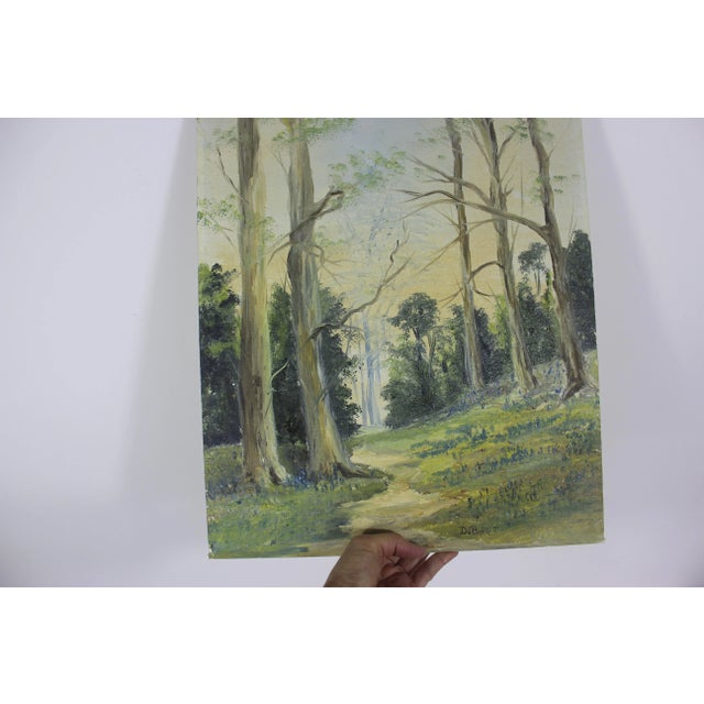 Vintage Landscape Oil Painting, Original Art, Signed by Artist Trees, Unframed For Sale - Image 10 of 10