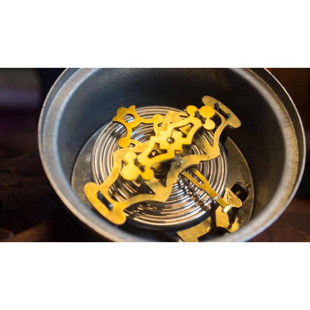 Late 19th Century 1893 Antique German Aneroid Barometer Thermometer by (g.l.). Hand-Carved Case and Glass Thermometer With Beveled Edges For Sale - Image 5 of 11